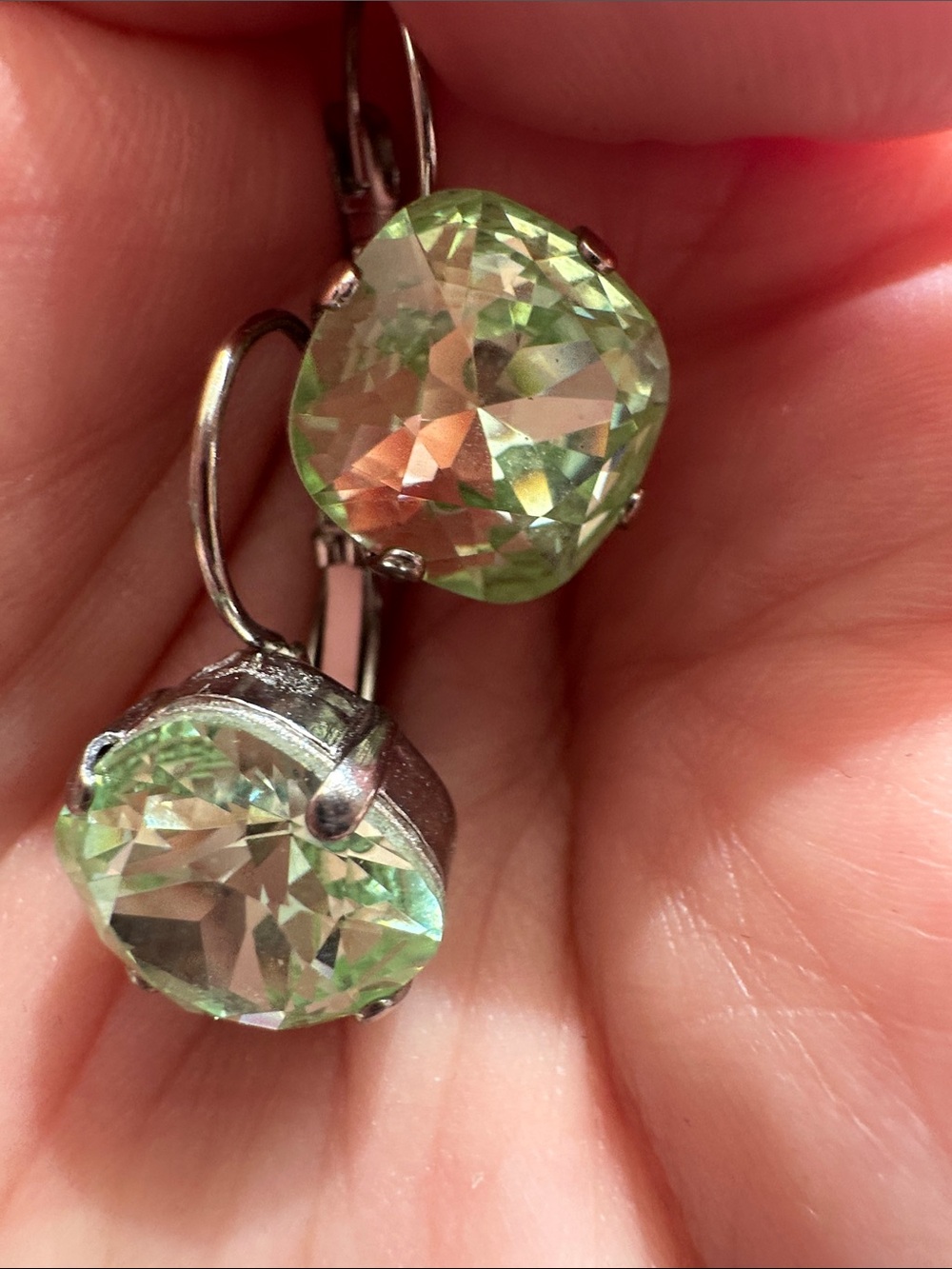 Swarovski Chrysolite Crystal Drop leverback Earrings Atlantis Berlin🧜‍♀️ - Picture 11 of 11